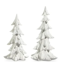 Clearance The Jolly Christmas Shop Raz White Carved Christmas Tree Decoration Set Of 2 4401619