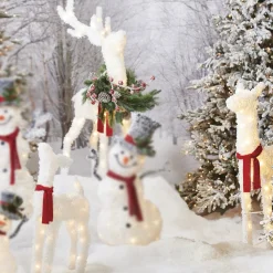 Sale The Jolly Christmas Shop Raz White Flocked Tinsel Lighted Deer Indoor Outdoor Christmas Decoration