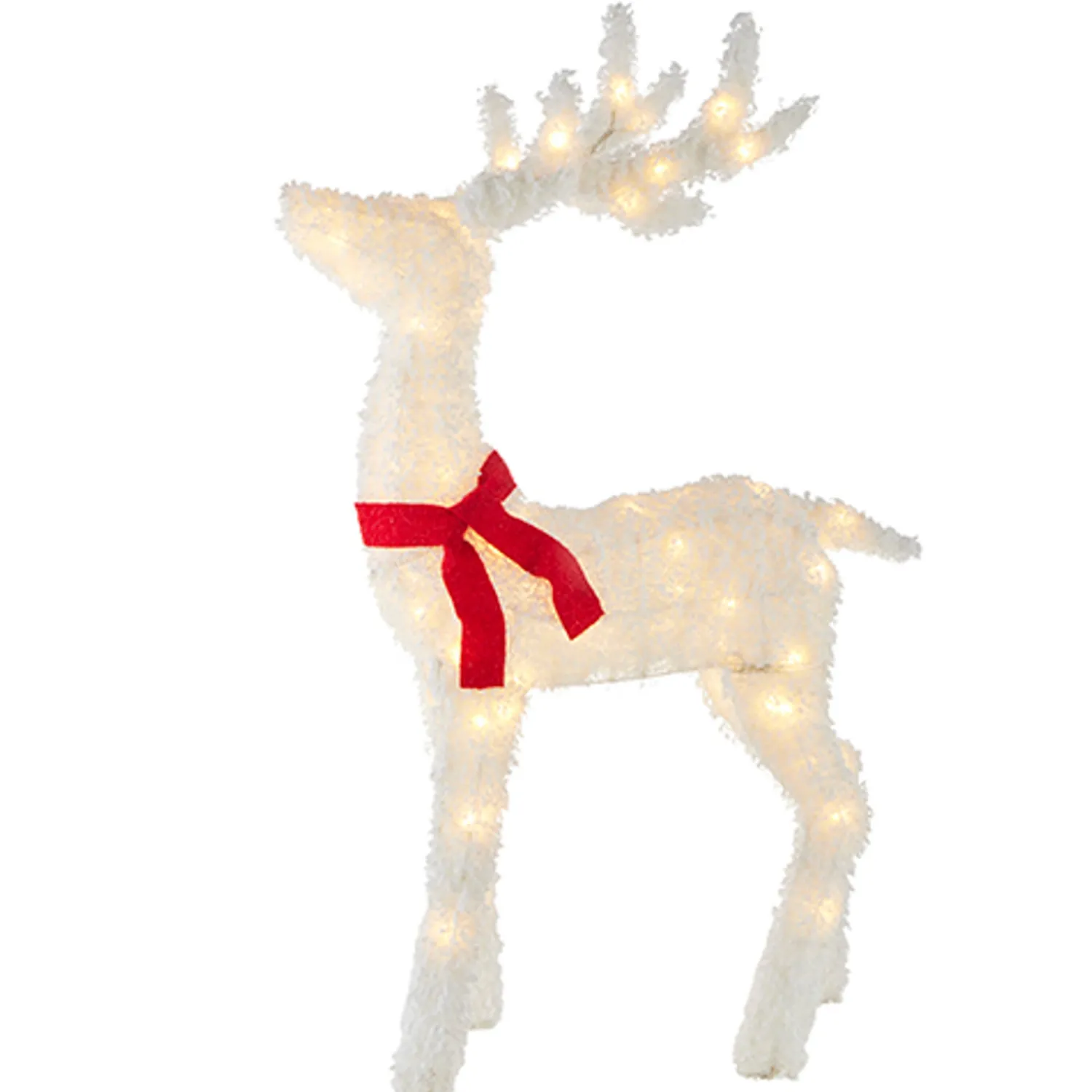 Sale The Jolly Christmas Shop Raz White Flocked Tinsel Lighted Deer Indoor Outdoor Christmas Decoration