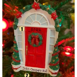Outlet The Jolly Christmas Shop Red Door With Wreath Personalized Christmas Ornament OR2297
