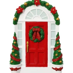Outlet The Jolly Christmas Shop Red Door With Wreath Personalized Christmas Ornament OR2297