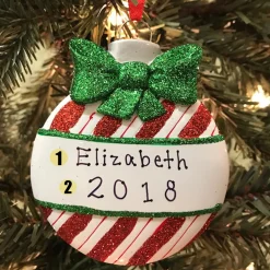 Best The Jolly Christmas Shop Red Stripes Christmas Ball Personalized Christmas Ornament