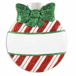 Best The Jolly Christmas Shop Red Stripes Christmas Ball Personalized Christmas Ornament