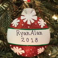Sale The Jolly Christmas Shop Red With Snowflakes Ball Personalized Christmas Ornament