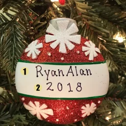 Sale The Jolly Christmas Shop Red With Snowflakes Ball Personalized Christmas Ornament