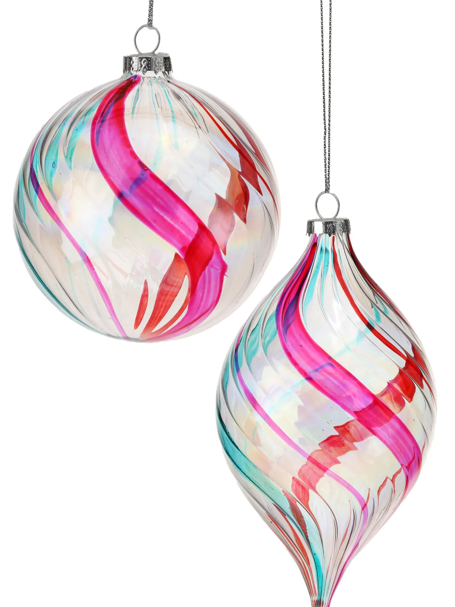 Online The Jolly Christmas Shop Regency 4.5" Clear Glass With Colorful Swirl Retro Glass Finial Christmas Ornament MTX73596