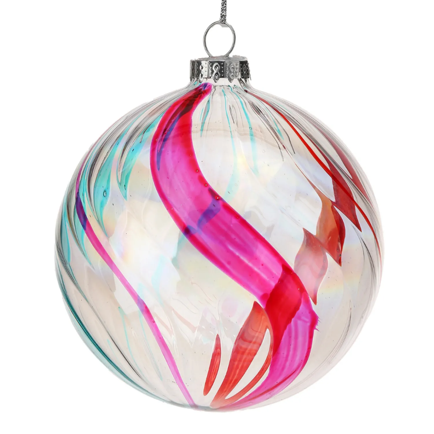 Online The Jolly Christmas Shop Regency 4.5" Clear Glass With Colorful Swirl Retro Glass Finial Christmas Ornament MTX73596