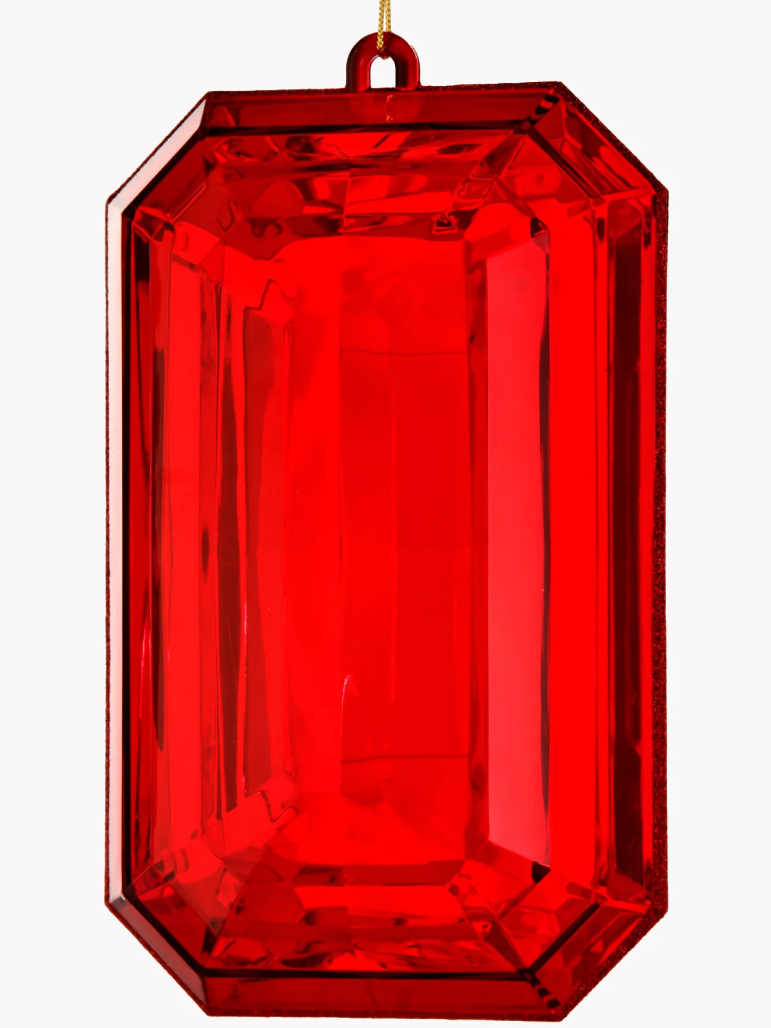 Clearance The Jolly Christmas Shop Regency 9" Clear Or Red Emerald Cut Precious Gem Christmas Ornament