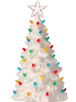 Outlet The Jolly Christmas Shop Regency 12" LED Lighted Battery Operated Porcelain Glittered Ceramic Christmas Tree MTX74303