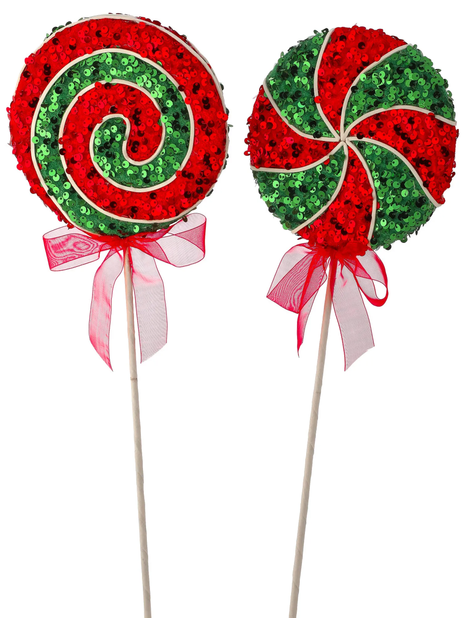 Best The Jolly Christmas Shop Regency 18" Set Of 2 Sequin Lollipop Stem Christmas Tree Picks MTX73545