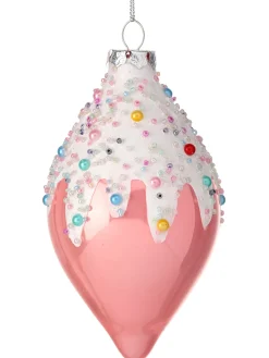 New The Jolly Christmas Shop Regency 5" Sprinkles Pink Glass Finial Christmas Ornament MTX74657