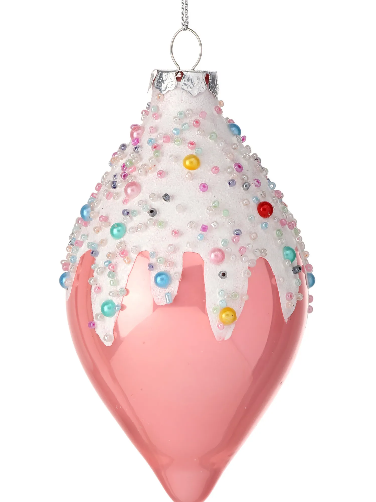 New The Jolly Christmas Shop Regency 5" Sprinkles Pink Glass Finial Christmas Ornament MTX74657
