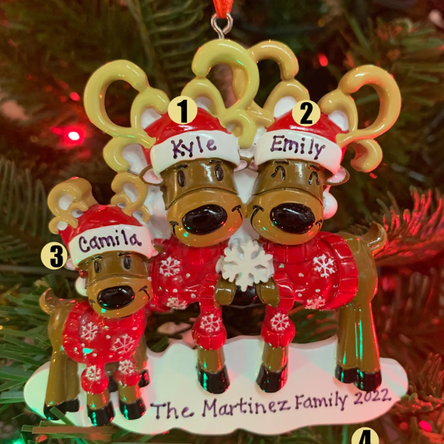 Clearance The Jolly Christmas Shop Reindeer Family Of 3 Personalized Christmas Ornament OR2256-3