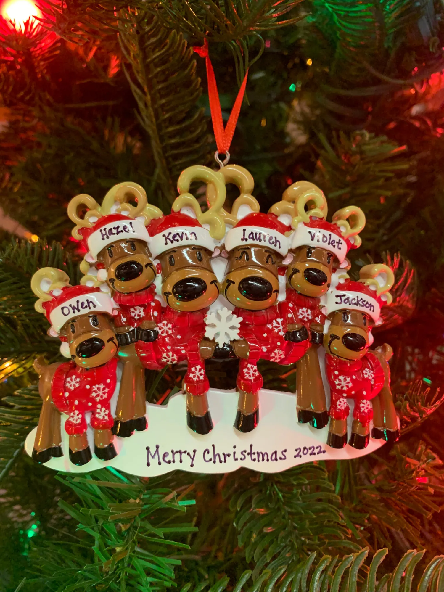 New The Jolly Christmas Shop Reindeer Family Of 6 Personalized Christmas Ornament OR2256-6