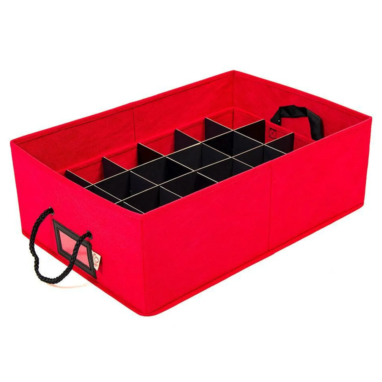 Best The Jolly Christmas Shop Santa's Bags Red 2 Tray Lid Top Christmas Ornament Storage SB-10453-RED