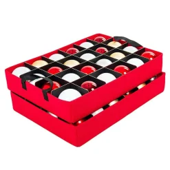 Best The Jolly Christmas Shop Santa's Bags Red 2 Tray Lid Top Christmas Ornament Storage SB-10453-RED