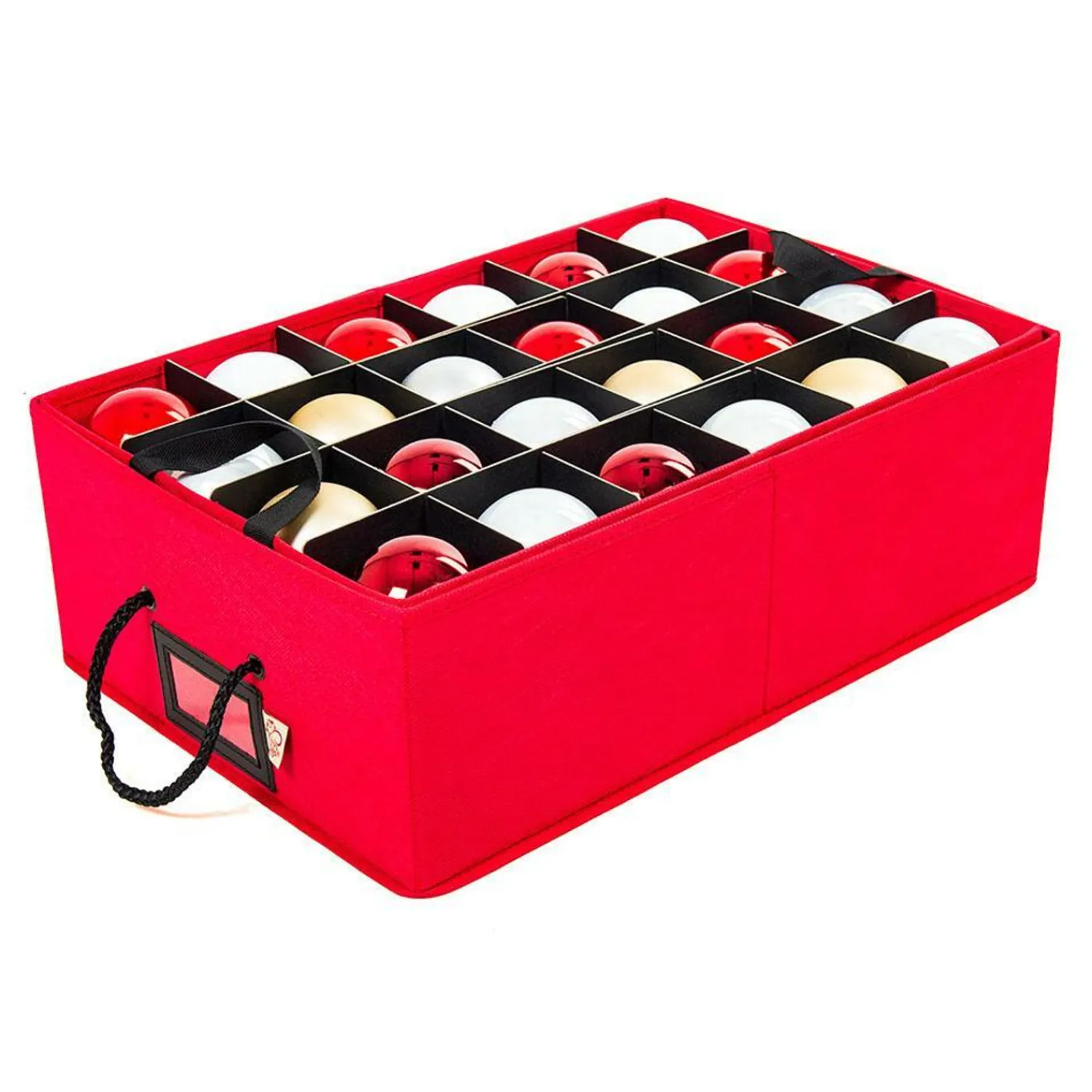 Best The Jolly Christmas Shop Santa's Bags Red 2 Tray Lid Top Christmas Ornament Storage SB-10453-RED