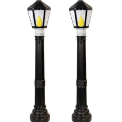 Discount The Jolly Christmas Shop Set Of 2 Black Lamp Post Lighted Christmas Blow Molds C5051