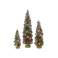 Outlet The Jolly Christmas Shop Set Of 3 Frosted Multicolor Bottle Brush Trees Christmas Figure 2223850