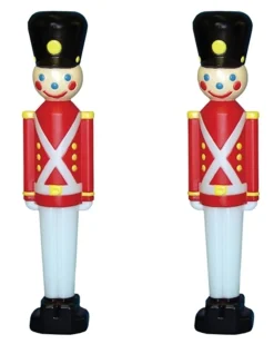 The Jolly Christmas Shop Set Of 2 Toy Soldier With Black Hat Plastic Blow Mold Decorations