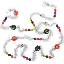Online The Jolly Christmas Shop Shiny Brite Halloween 7' Tinsel Cat, Pumpkin, Ghost Glass Garland 4028054