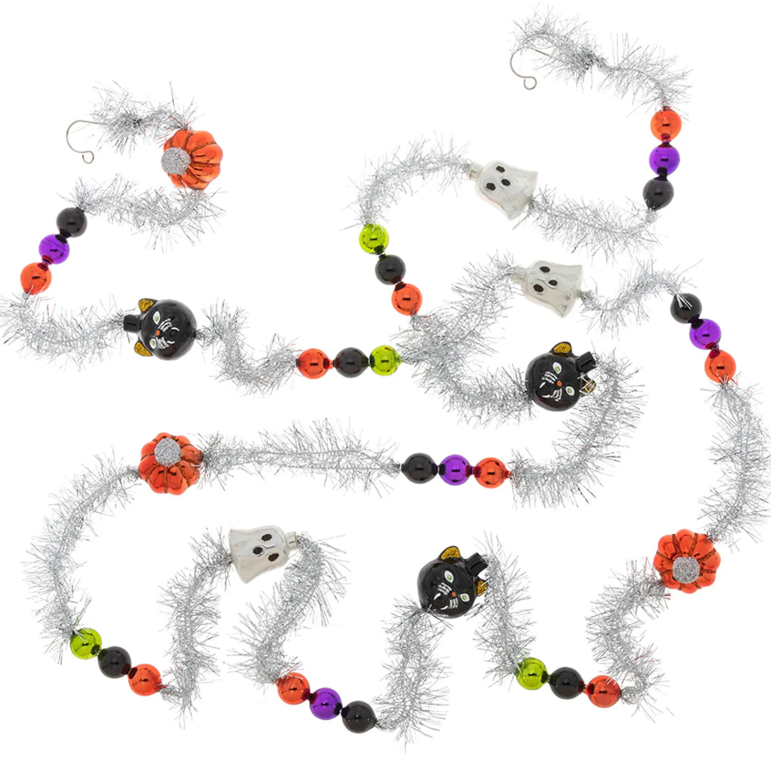 Online The Jolly Christmas Shop Shiny Brite Halloween 7' Tinsel Cat, Pumpkin, Ghost Glass Garland 4028054