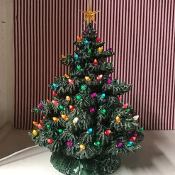 The Jolly Christmas Shop Sierra Lighted Green Ceramic Christmas Tree 16"