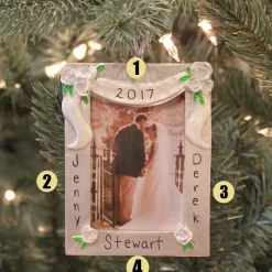 Clearance The Jolly Christmas Shop Silver And White Wedding Picture Frame Personalized Christmas Ornament PF958