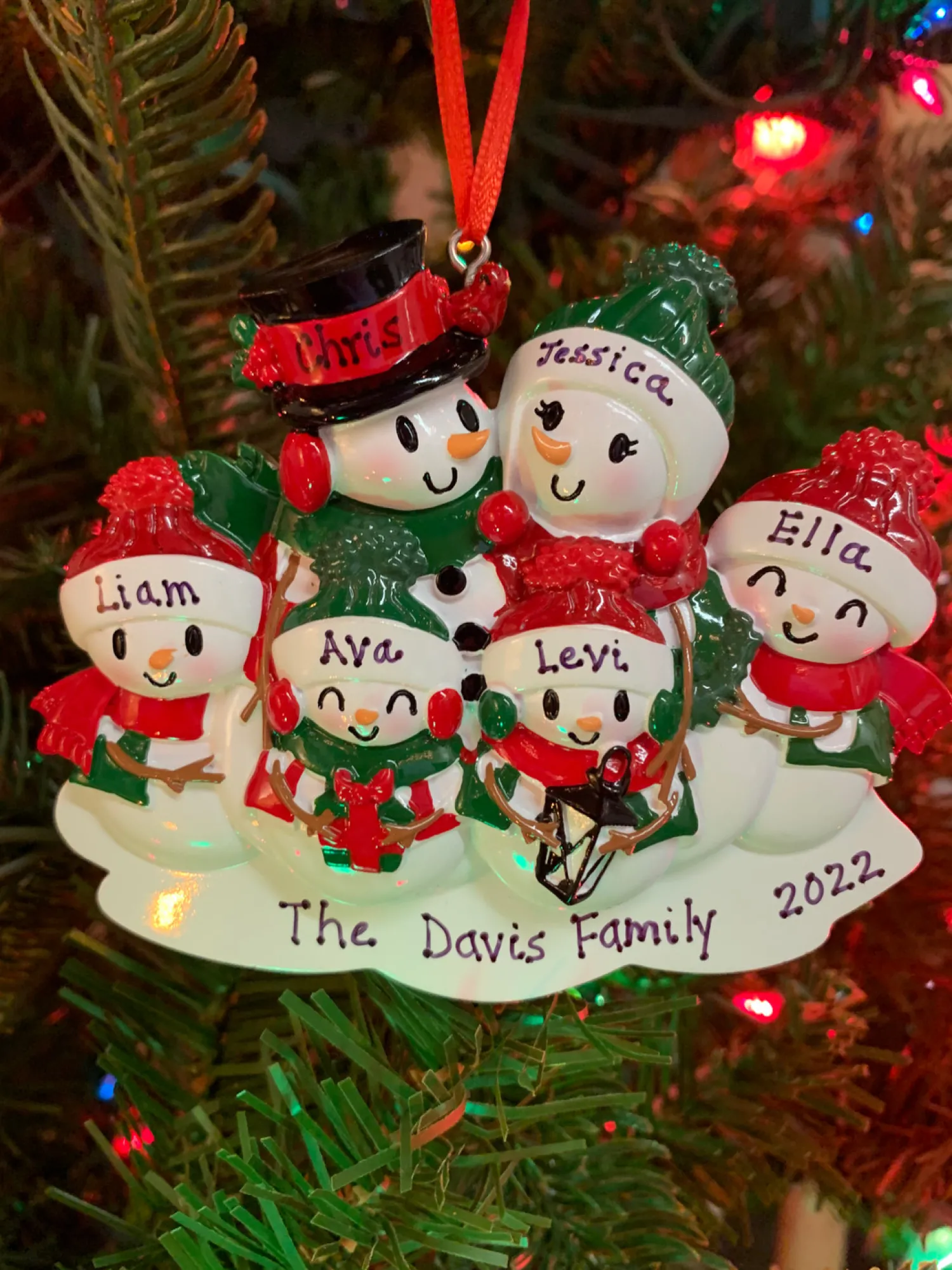Hot The Jolly Christmas Shop Snowman Family Of 6 Personalized Christmas Ornament OR2255-6