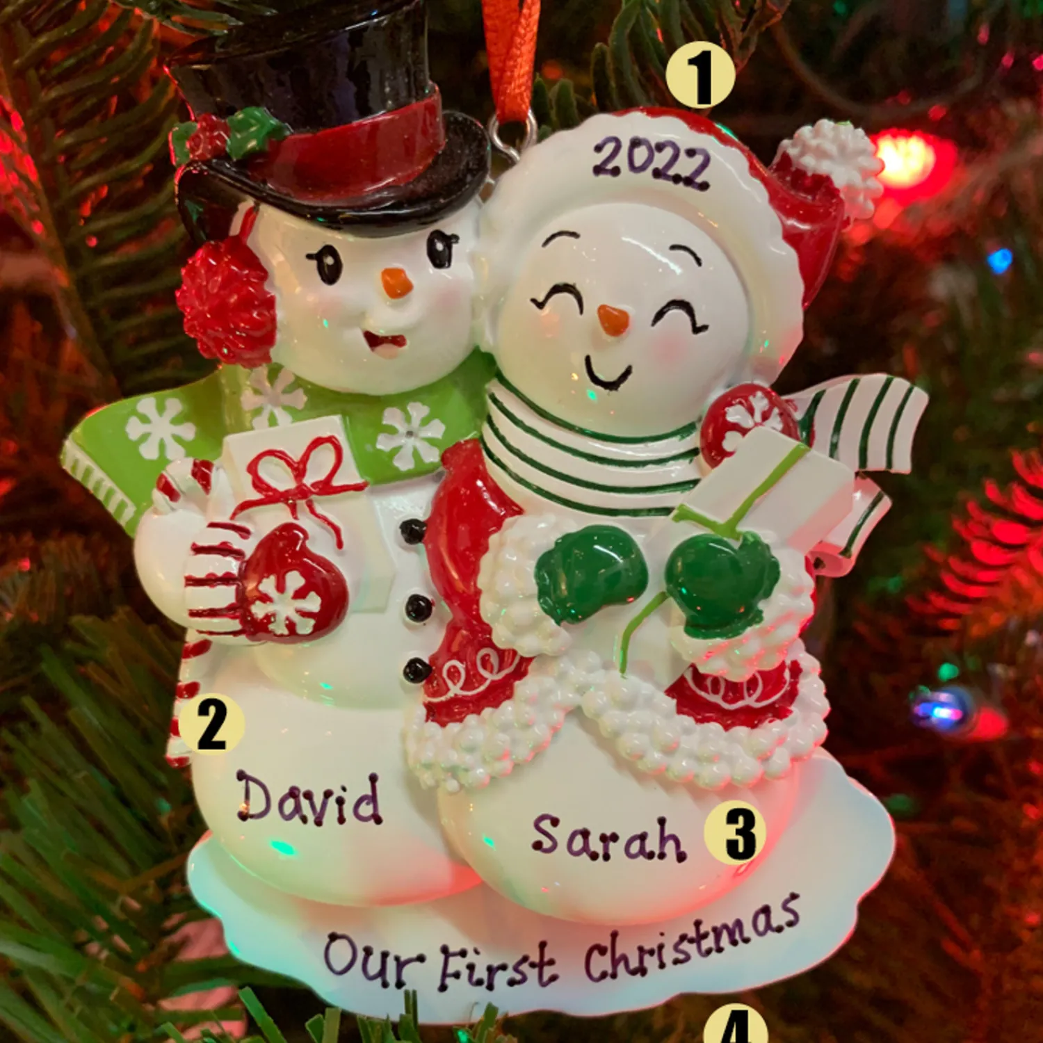 Hot The Jolly Christmas Shop Snowmen Couple Personalized Christmas Ornament OR2390