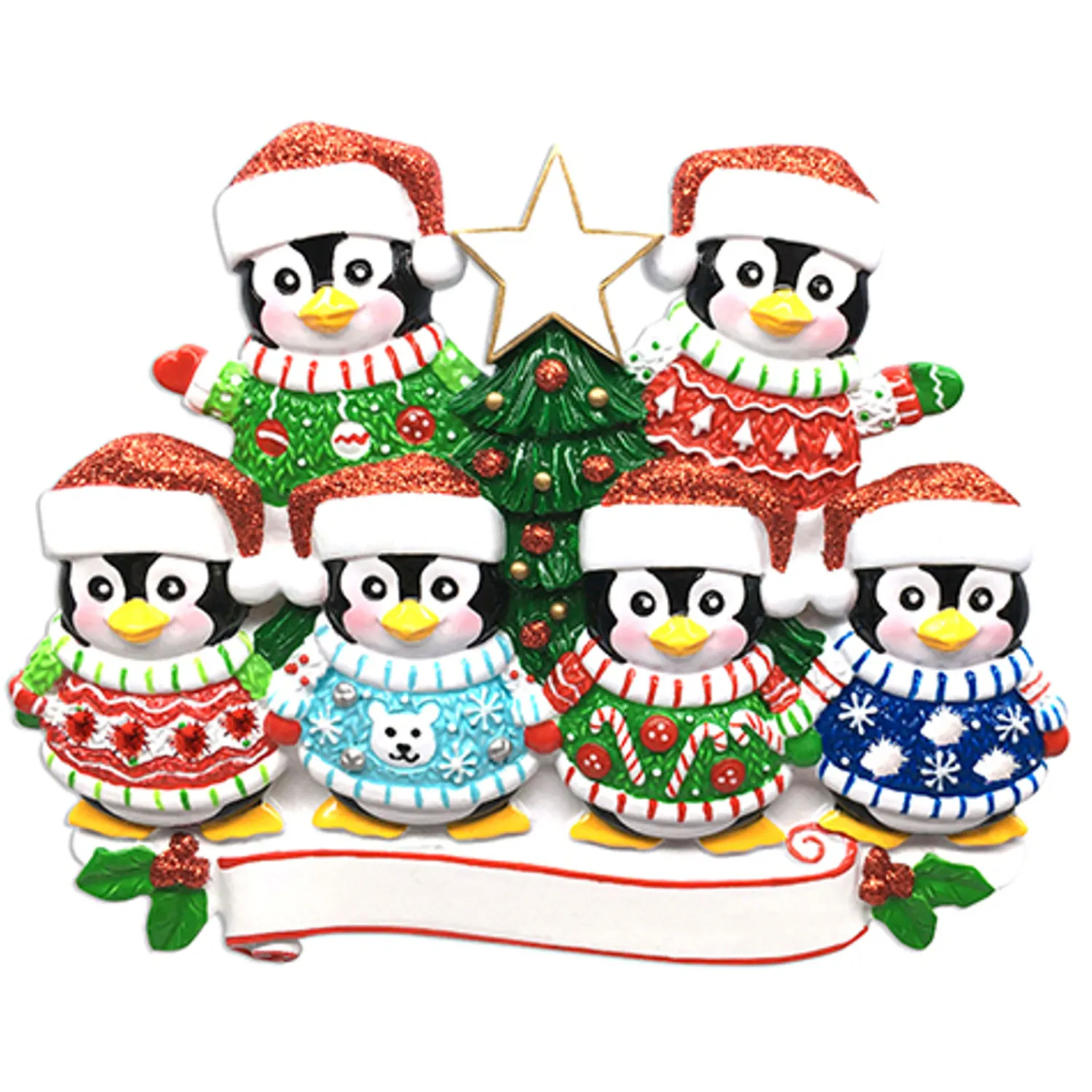 Online The Jolly Christmas Shop Ugly Sweater Penguin Family Of 6 Personalized Christmas Ornament