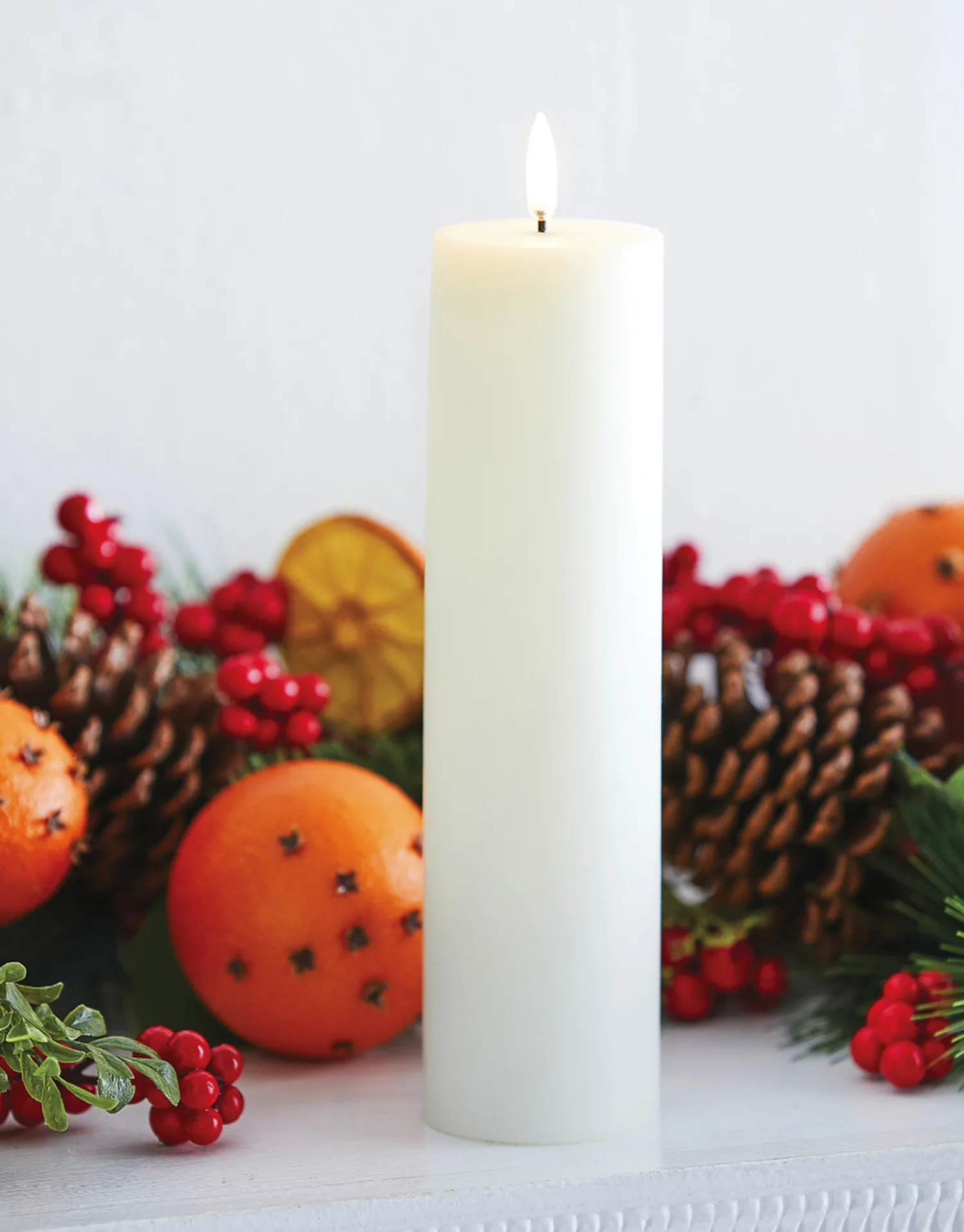 Outlet The Jolly Christmas Shop Uyuni 9.75" Flat Top Moving Flame White Unscented Pillar Battery Candle 4034508