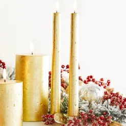 Sale The Jolly Christmas Shop Uyuni 11" Moving Flame Gold Taper Candle Set Of 2 4134522