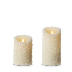 Online The Jolly Christmas Shop Uyuni 3" X 5", 6" Moving Flame White Iced Pillar Battery Candle