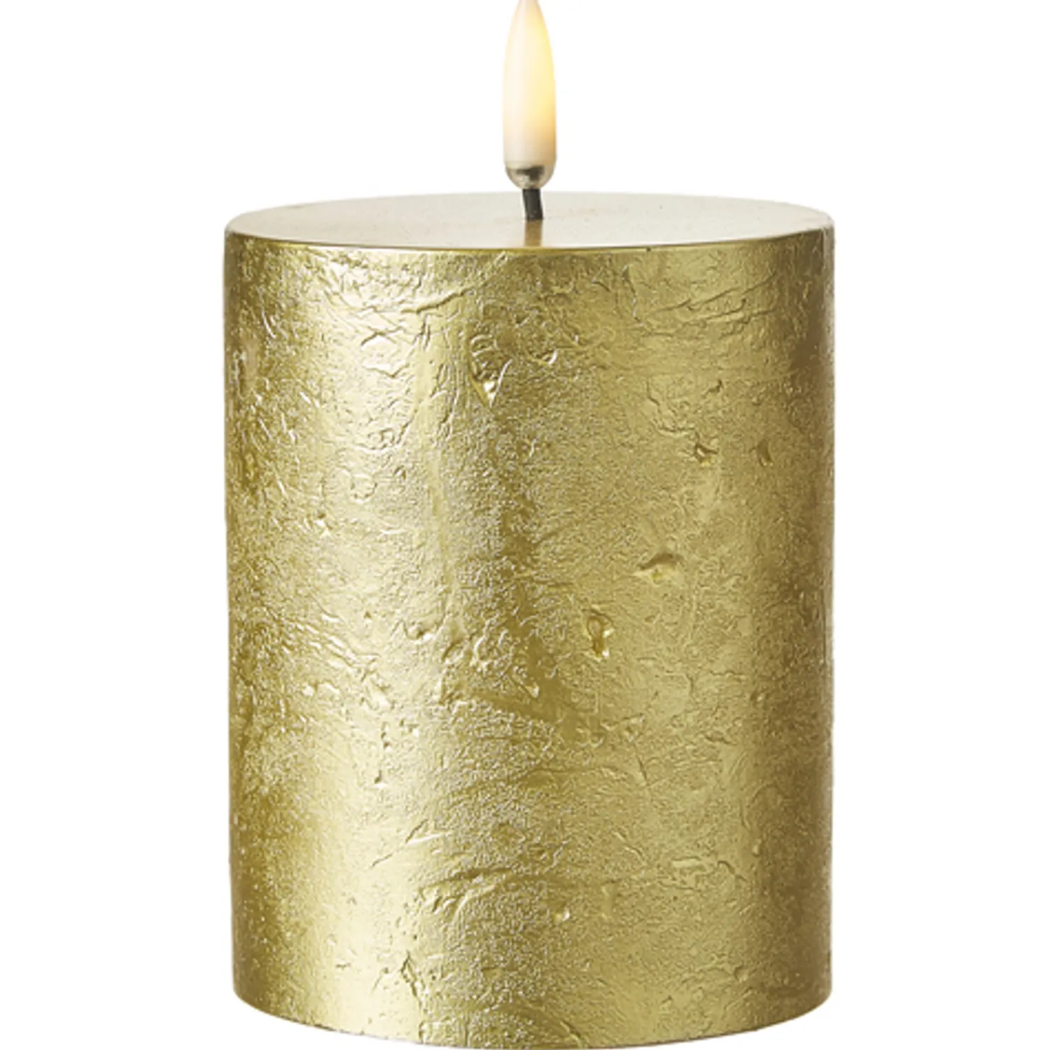 Outlet The Jolly Christmas Shop Uyuni 3" X 5" Or 7" Gold Texture Flat Top Flicker Flame Pillar Candle