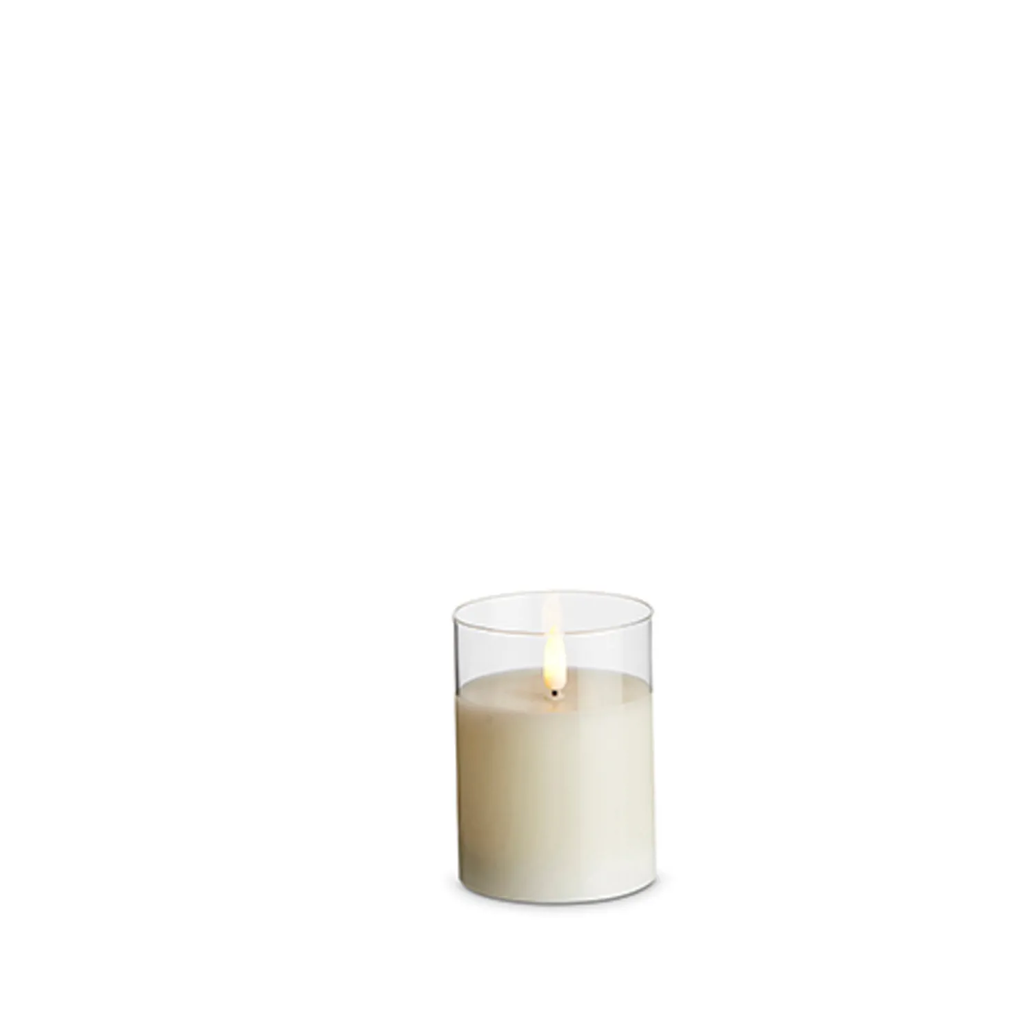 Clearance The Jolly Christmas Shop Uyuni Moving Flame Clear Glass Ivory Pillar Battery Candle