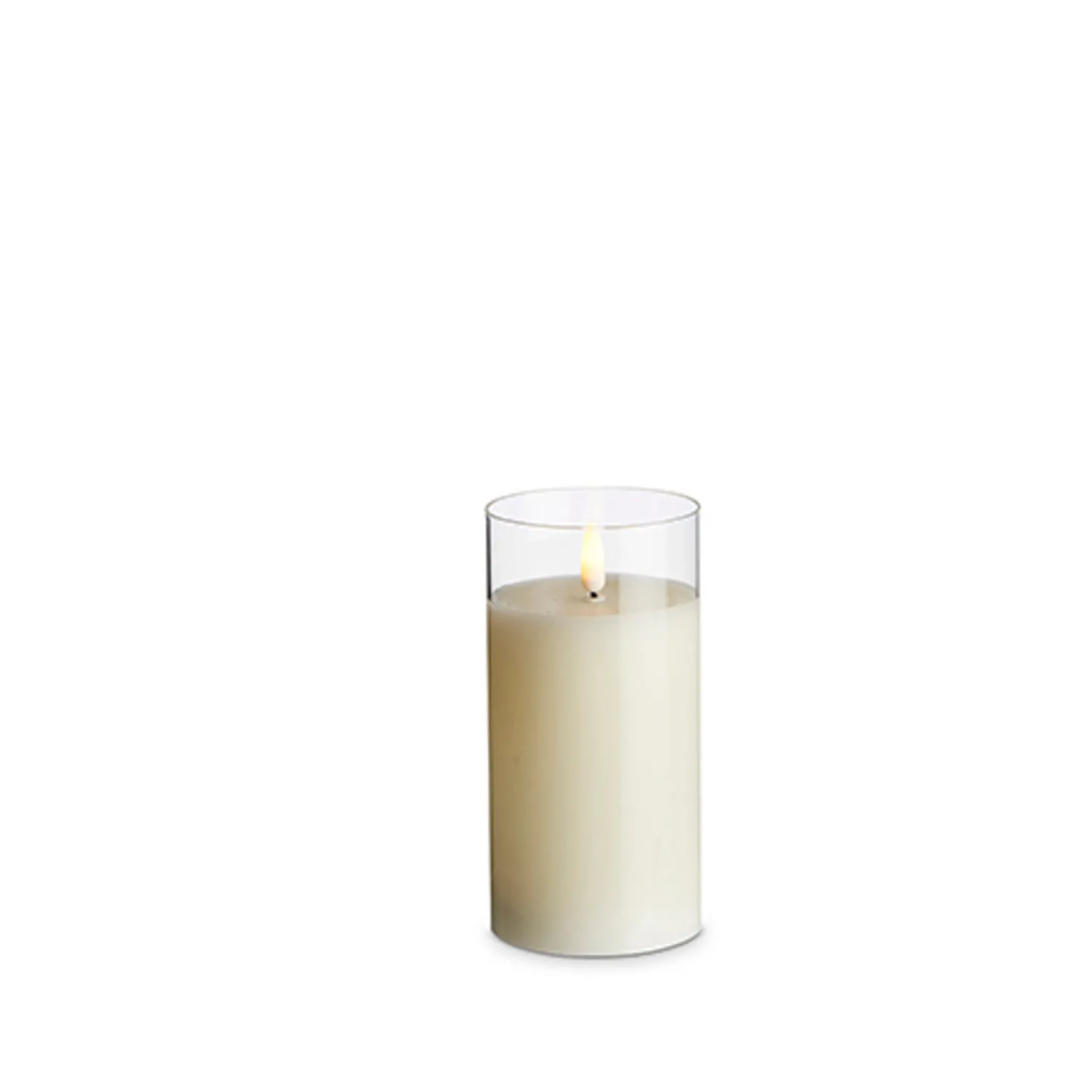 Clearance The Jolly Christmas Shop Uyuni Moving Flame Clear Glass Ivory Pillar Battery Candle