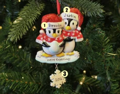 Best The Jolly Christmas Shop We're Expecting Penguin Couples Personalized Christmas Ornament