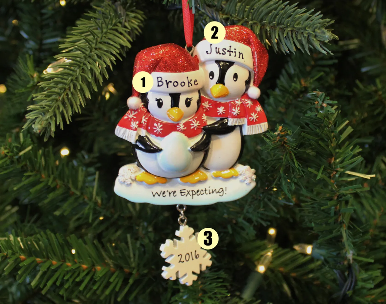 Best The Jolly Christmas Shop We're Expecting Penguin Couples Personalized Christmas Ornament