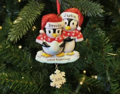 Best The Jolly Christmas Shop We're Expecting Penguin Couples Personalized Christmas Ornament